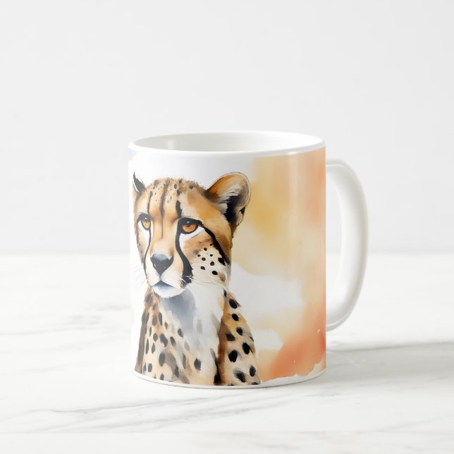 Caneca De Café Aquarela Safari Captivando Chita (Frente Esquerda)