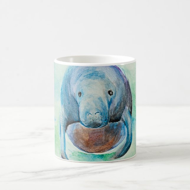 Caneca De Café Aquarela Submarina Manateada (Centro)