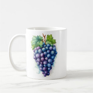 Caneca De Café Aquarela Uvas e Vinha Cozinha de Outono