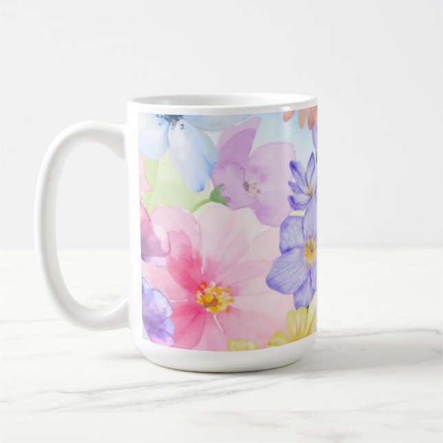 Caneca De Café Aquarelas Florais Lindas (Esquerda)