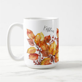 Caneca De Café Aquarell Herbst Blätter Design