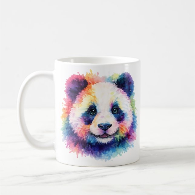 Caneca De Café Aquarell Regenbogen Panda Tasse – Wildtier Edition (Esquerda)