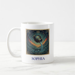 Caneca De Café Aquário Blue Celestial Zodíaco