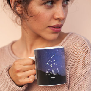 Caneca De Café Aquário   Constelação Zodiac Personalizada