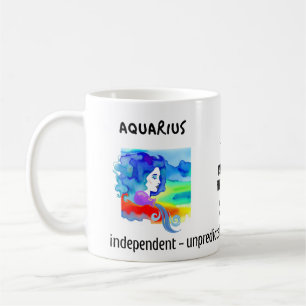 Caneca De Café aquário - cor aquário, sinal zodiano e característ