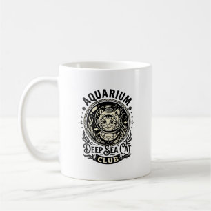 Caneca De Café Aquário Gato de Mar Profundo Gráfico Engraçado - A