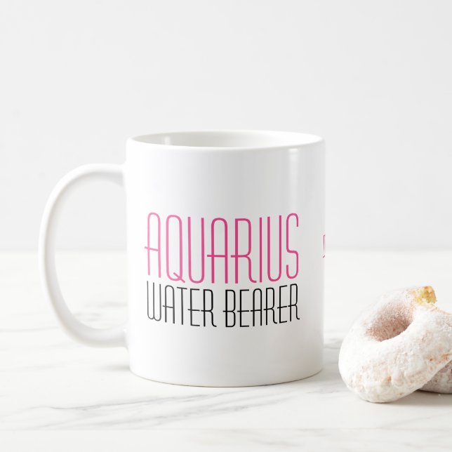 Caneca De Café Aquarius Water Bearer Zododor Nome Texto Rosa Pret (Com Donut)
