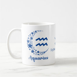 Caneca De Café Aquarius Zodiac Astrology Birthday Gift Blue