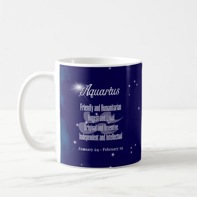 Caneca De Café Aquarius Zodiac - Sinal Aquário Horoscópio (Esquerda)