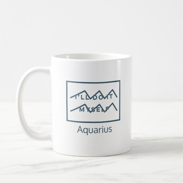 Caneca De Café Aquarius Zodiac - Sinal de Diversão Cotação Azul e (Esquerda)