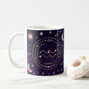 Caneca De Café Aquarius zodiondo sol estrela da lua fatos nutriti