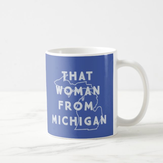 Caneca De Café Aquela mulher de Michigan (azul) (Direita)