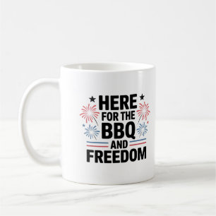 Caneca De Café Aqui para o churrasco e liberdade 4 de julho
