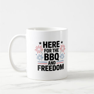 Caneca De Café Aqui para o churrasco e liberdade 4 de julho