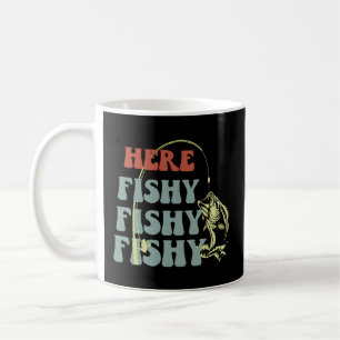 Caneca De Café Aqui Peixes De Camisas De Pesca