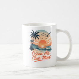 Caneca De Café Ar do Oceano. Mente Clara. | Sol Poente Costeiro V
