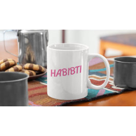Caneca De Café Árabe Rosa Habibti