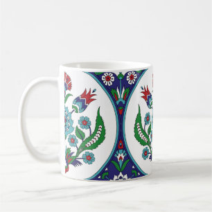 Caneca De Café Arábica turca, flores de tulipa, padrão perfeito.