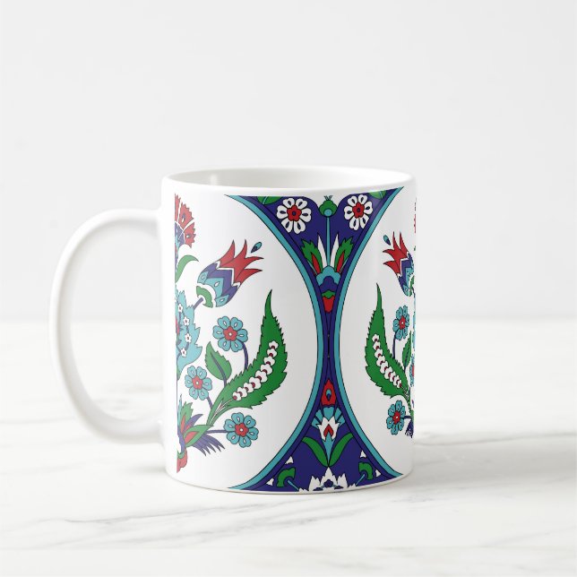 Caneca De Café Arábica turca, flores de tulipa, padrão perfeito. (Esquerda)