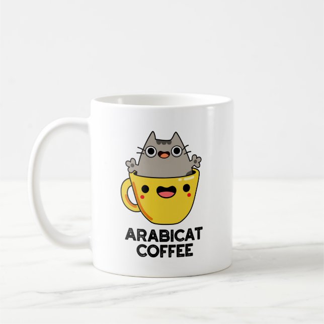 Caneca De Café Arabicat Café Engraçado Arabica Cat Pun (Esquerda)