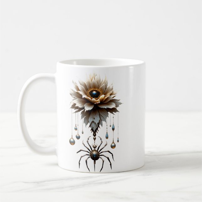 Caneca De Café Aranha de Casamento – Guardiã do Florescer da Lua. (Esquerda)