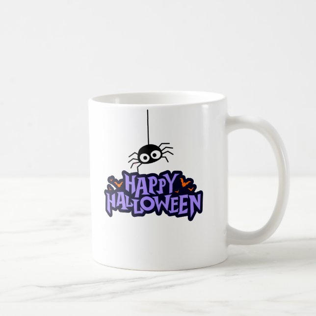 Caneca De Café Aranha Feliz Halloween (Direita)