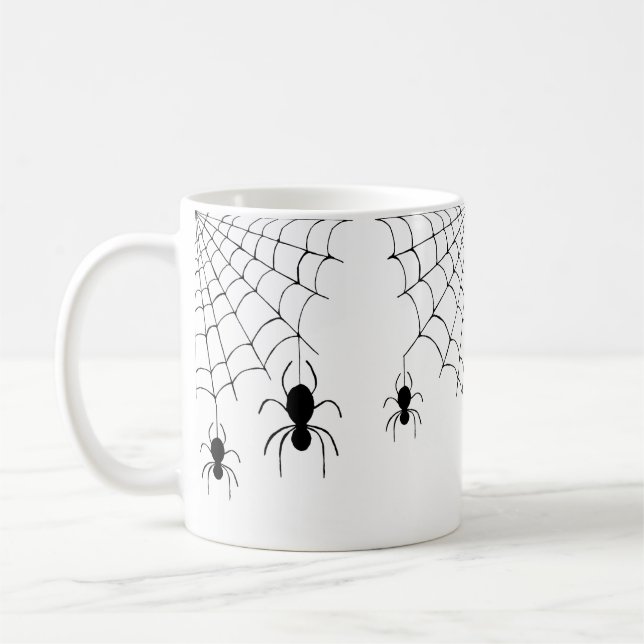 Caneca De Café Aranhas do Halloween Malandro Cobwebs Negra (Esquerda)