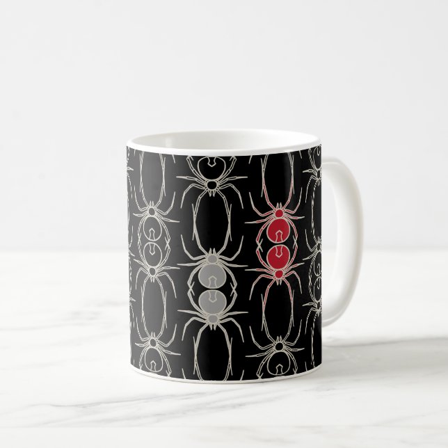 Caneca De Café Aranhas - Preto Bastante e Branco Osso (Frente Esquerda)