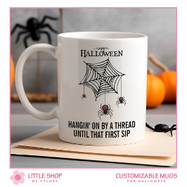 Caneca De Café Aranhas Viúvas Negras Assustadoras com Teia de Hal