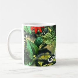 Caneca De Café Arara-escarlate na selva com flores