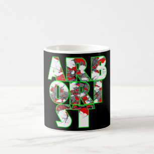 Caneca De Café Arborista Legal verde e design de texto vermelho