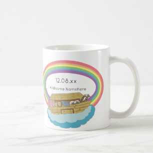 Caneca De Café Arca de Rainbow Noah, um retrô bonito, em branco