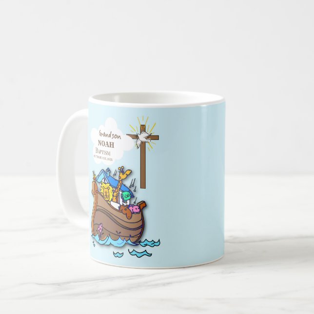 Caneca De Café Arca personalizada do neto Baptism Noah (Frente Esquerda)