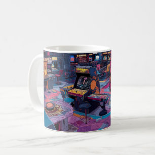 Caneca De Café Arcade Retro Futurista no Espaço Exterior