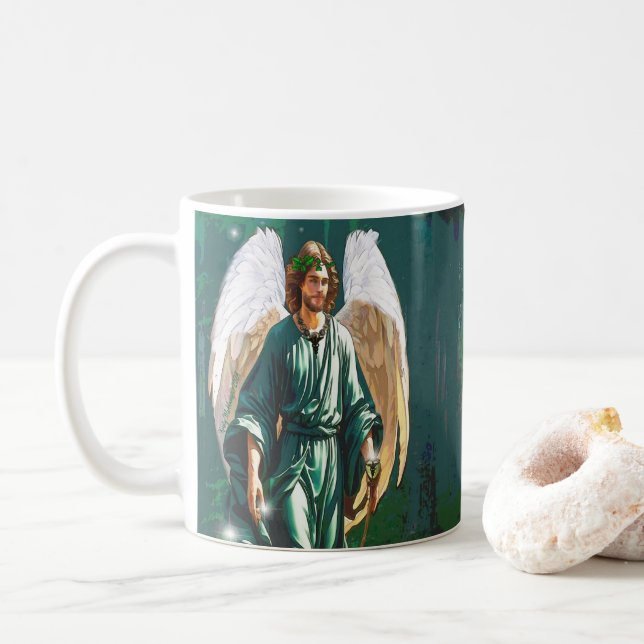 Caneca De Café Archangel Saint Raphael Full Image Healing Angel (Com Donut)
