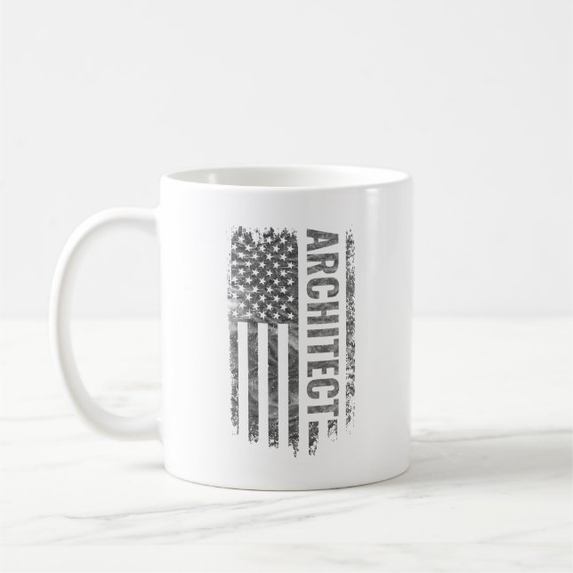 Caneca De Café Architect USA Flag Distressed design (Esquerda)