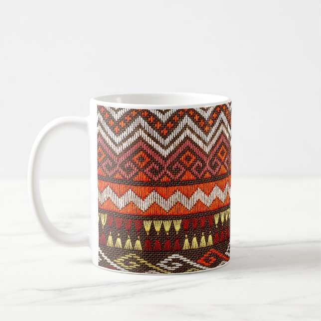 Caneca De Café Arco-artesanal tailandês antigo, tapete peruano. (Esquerda)