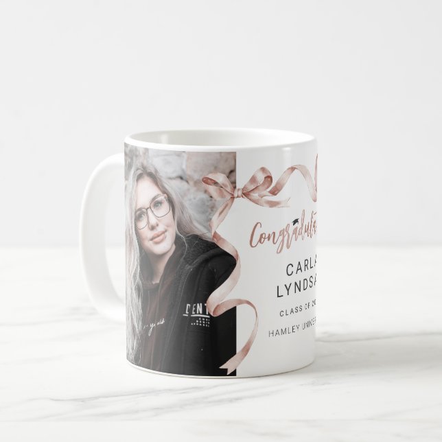 Caneca De Café Arco Bege Tendência Foto Graduação  (Frente Esquerda)