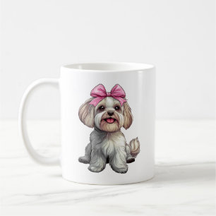 Caneca De Café Arco Coquete Mãe de Cachorro Havanês Menina Rosa
