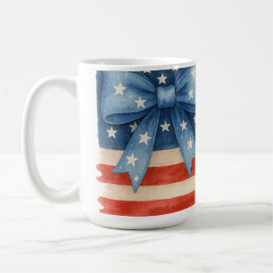 Caneca De Café Arco Coquette American Flag Watercolor 4 de julho