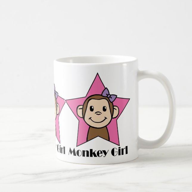 Caneca De Café Arco da estrela do rosa da menina do macaco do (Direita)