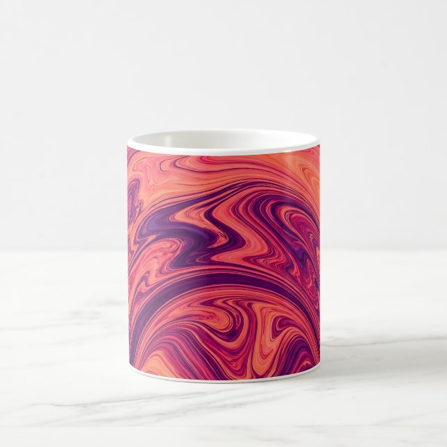 Caneca de Café Arco de Arco-íris Abstrato Laranja  (Centro)