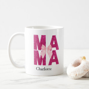 Caneca De Café Arco de Brilho Rosa MAMA Coquette Estética Dia das