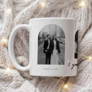 Caneca De Café Arco de Fotos de Casal de Aniversário de 3 Anos Mi