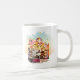 Caneca De Café Arco de Mardi Gras Galveston, inspirado em aquarel