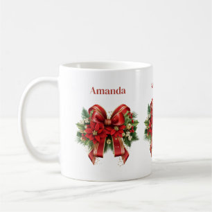Caneca De Café Arco de Natal Vermelho e Dourado Festivo