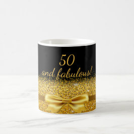 Caneca De Café arco de ouro chic 50 fabuloso com brilho a preto