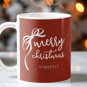 Caneca De Café Arco Elegante de Script Moderno - Feliz Natal