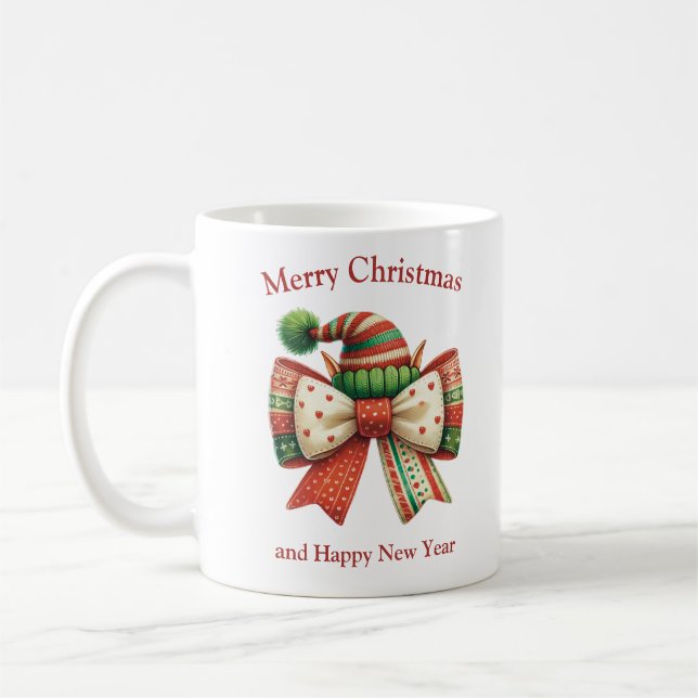 Caneca De Café Arco giro de Natal engraçado com calçados de elfos (Esquerda)