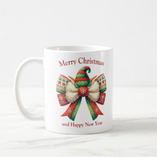 Caneca De Café Arco giro de Natal engraçado com chapéu de elfos